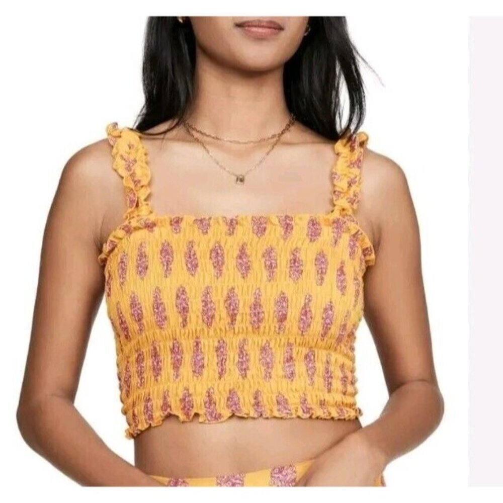 Coolchange Daria Tie Crop Top Mango Guava Odessa Orange Size Medium